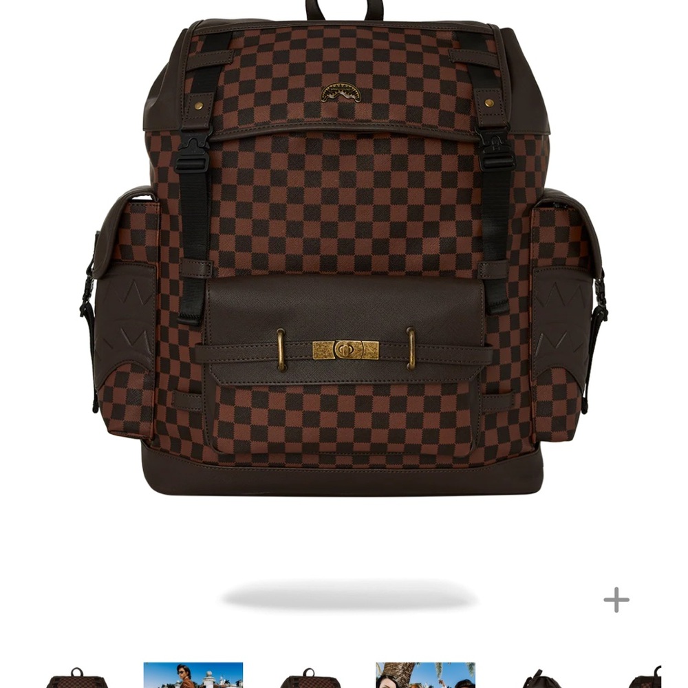 Sprayground Brown Checkered Backpack(Firm Price)